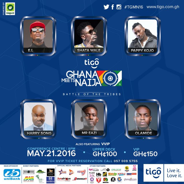 Answer Just These 2 Questions to WIN VIP & Standard Tickets to the 6th 'Tigo Ghana Meets Naija' Concert…Happening on May 21