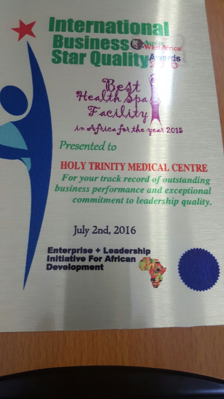 Holy Trinity Medical Centre Wins Best Spa Facility in Africa for the Year 2015